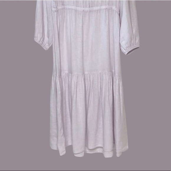 Joie Linen Blend Tiered Boho Lagenlook Lavender Semi Sheer Dress Sz Lg - Picture 6 of 12